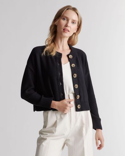 Quince Cropped Cardigan, Organic Cotton - Black