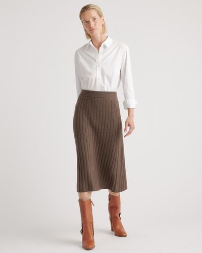 Quince Mongolian Cashmere Midi Skirt - Brown