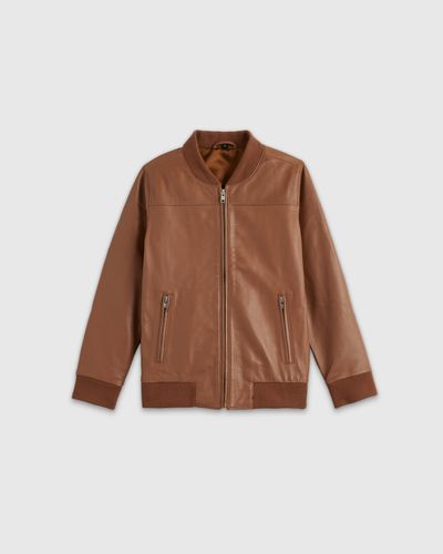 Quince Bomber Jacket, Leather - Brown