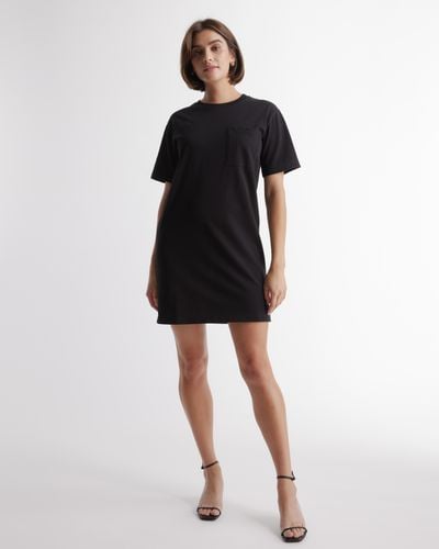 Quince Relaxed T-Shirt Dress, Organic Cotton - Black