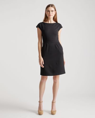 Quince Ultra-Stretch Ponte Cap Sleeve Dress, Rayon - Black