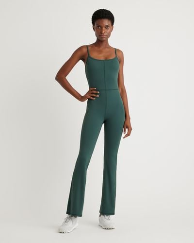 Quince Ultra-Form Kick Flare Jumpsuit, 100% Polyester - Green