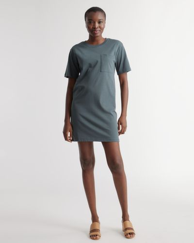Quince Relaxed T-Shirt Dress, Organic Cotton - Blue