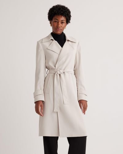 Quince Stretch Crepe Trench Coat, Recycled Polyester - Natural