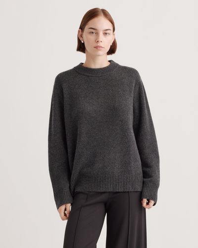 Quince Mongolian Cashmere Oversized Crewneck Sweater - Gray