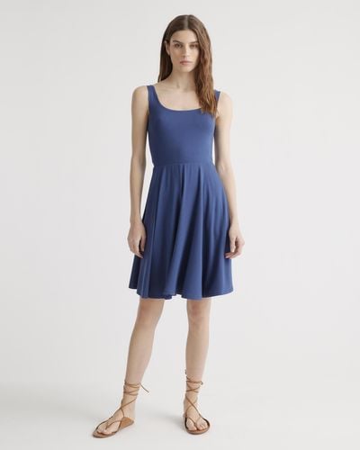 Quince Tencel Jersey Fit & Flare Mini Dress - Blue