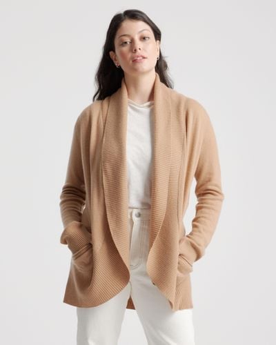 Quince Mongolian Cashmere Open Cardigan Sweater - Natural