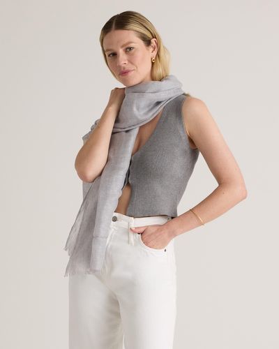 Quince Lightweight Linen Silk Cashmere Scarf - Gray