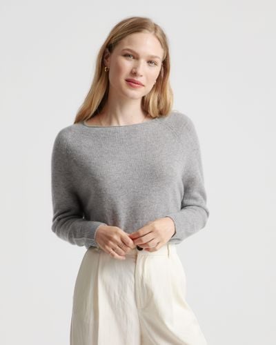 Quince Mongolian Cashmere Boatneck Sweater - Gray