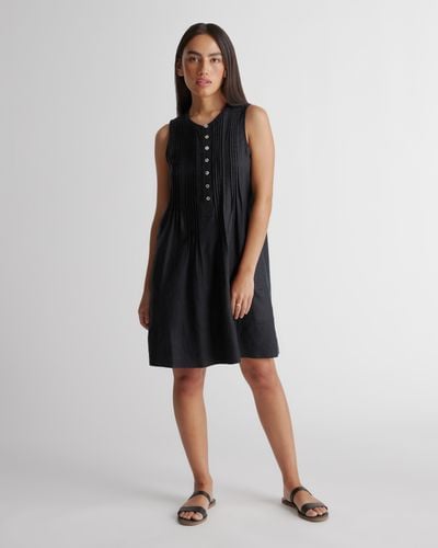 Quince 100% European Linen Sleeveless Swing Dress - Black