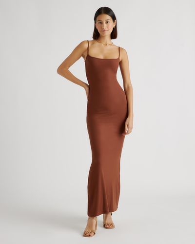 Quince Tencel Rib Knit Maxi Slip Dress, Cotton/Modal - Brown
