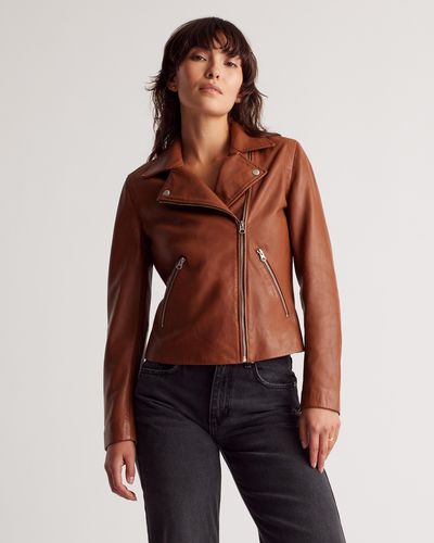 Quince 100% Washed Leather Biker Jacket - Red