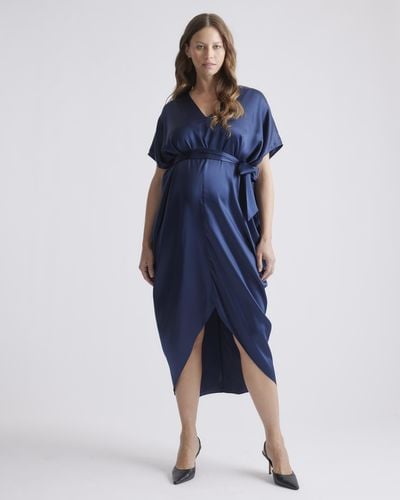 Quince Maternity Dress, Silk - Blue