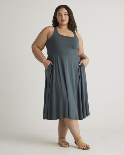 Quince Tencel Jersey Fit & Flare Dress - Blue