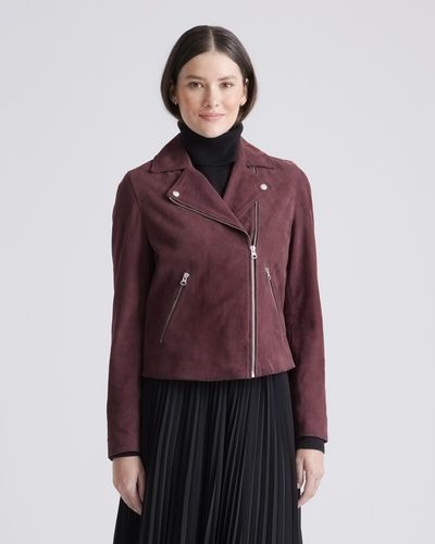 Quince 100% Suede Biker Jacket, Leather - Red