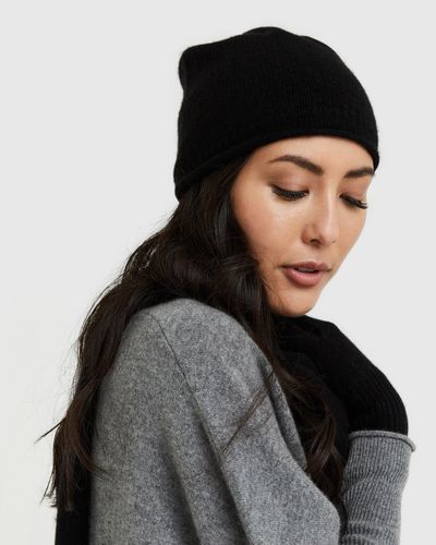 Quince Mongolian Cashmere Slouchy Beanie - Black