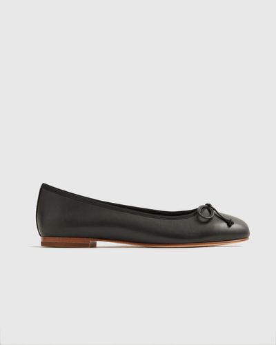 Quince Italian Leather Bow Ballet Flat - Black
