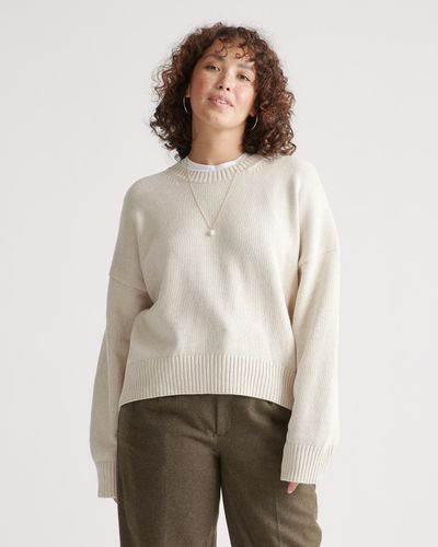 Quince Boyfriend Crew Sweater, Organic Cotton - Natural