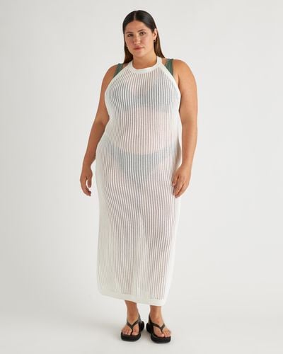Quince Open-Knit Cover-Up Maxi Dress, Organic Cotton - White