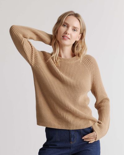 Quince Fisherman Crew Sweater, Organic Cotton - Natural
