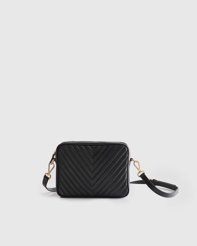 Quince Italian Leather Quilted Crossbody Bag - Black