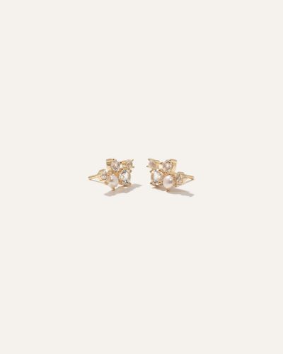 Quince Mini Topaz Pearl Sparkle Climber Earrings - Natural