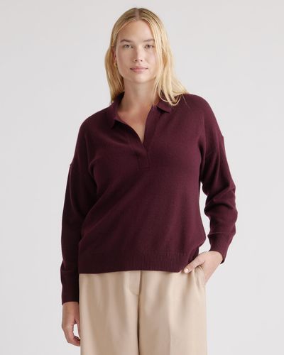 Quince Mongolian Cashmere Polo Sweater - Red