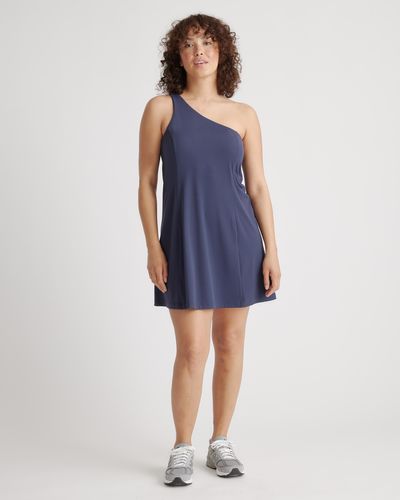 Quince Ultra-Form One-Shoulder Active Dress, Nylon/Spandex - Blue