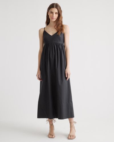Quince Sleeveless Maxi Dress, Organic Cotton - Black