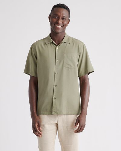 Quince 100% Silk Twill Short Sleeve Camp Shirt - Green