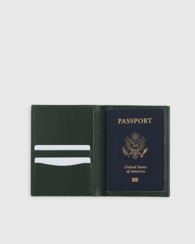 Quince Nappa Leather Rfid Blocking Passport Holder - Green