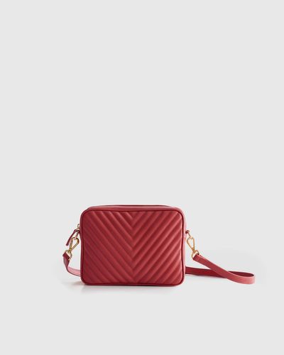 Quince Italian Leather Quilted Crossbody Bag - Red