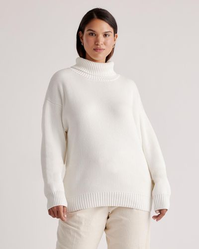 Quince Turtleneck Sweater, Organic Cotton - White