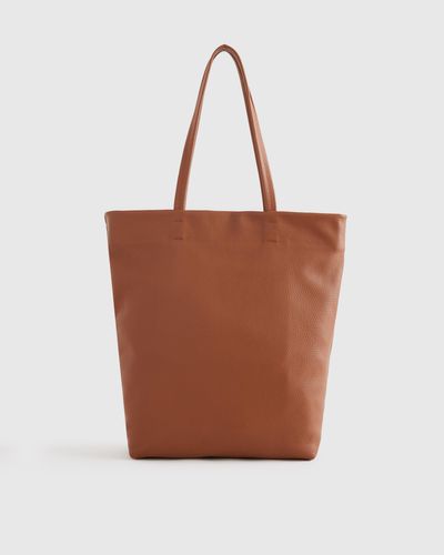 Quince Italian Leather Tall Zip Top Tote - Brown