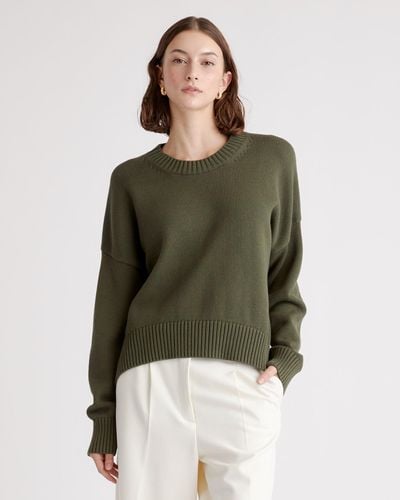 Quince Boyfriend Crew Sweater, Organic Cotton - Green