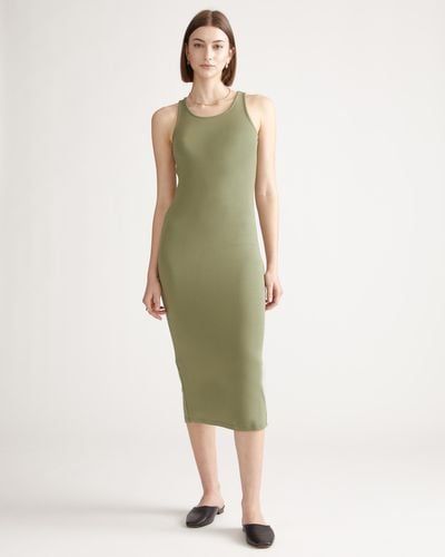 Quince Tencel Rib Knit Sleeveless Dress - Green