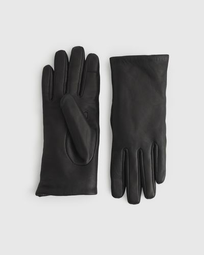 Quince Cashmere Lined Leather Gloves - Black