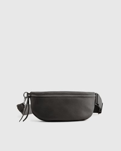 Quince Italian Pebbled Leather Sling Bag, Italian Leather - Black