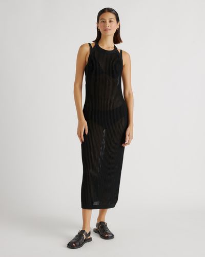 Quince Open-Knit Cover-Up Maxi Dress, Organic Cotton - Black
