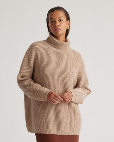 Quince Mongolian Cashmere Fisherman Turtleneck Sweater - Brown