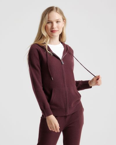 Quince Mongolian Cashmere Full-Zip Hoodie Jacket - Red