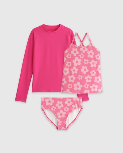 Quince Sunsafe Tank Topini Swimsuit & Rash Guard Set, Recycled Polyester - Pink