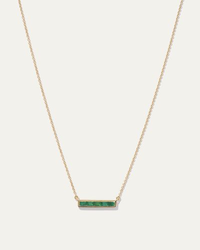 Quince 14K East West Emerald Baguette Bar Necklace - Metallic