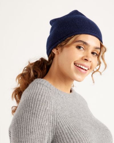 Quince Mongolian Cashmere Slouchy Beanie - Blue