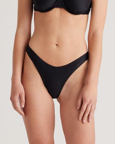 Quince Italian High-Leg Bikini Bottom, 78% Recycled Polyamide, 22% Spandex - Black