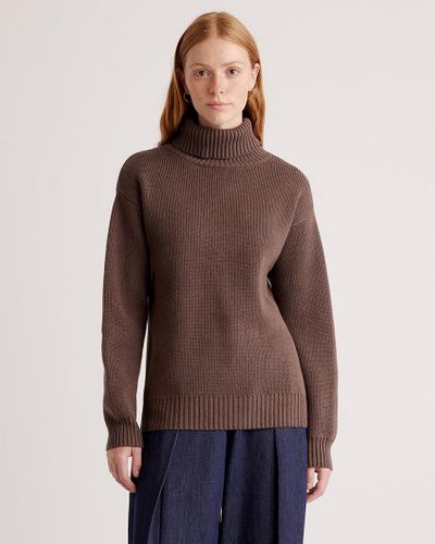 Quince Turtleneck Sweater, Organic Cotton - Brown
