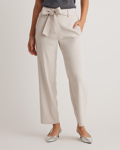 Quince Stretch Crepe Paperbag Pants, Polyester - Natural