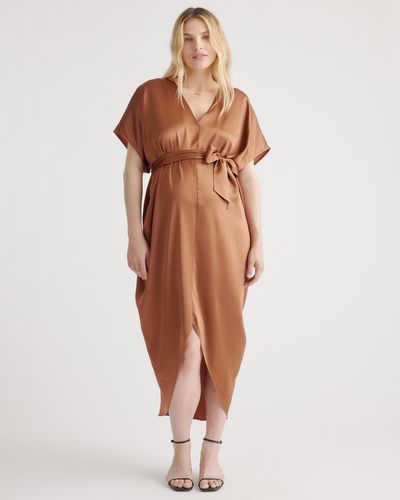 Quince Maternity Dress, Silk - Brown