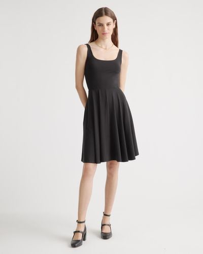 Quince Tencel Jersey Fit & Flare Mini Dress - Black