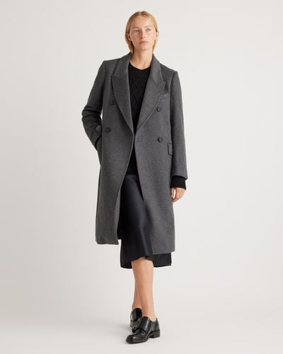 Quince Italian Wool Double-Breasted Coat, Wool/Nylon - Black